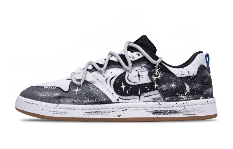 Nike Nike SB Alleyoop Star And Moon Entwined Low top Skateboard Shoes Unisex Black White Gray
