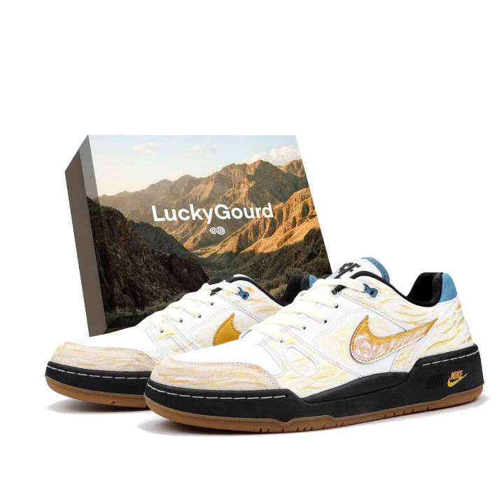 Nike Nike Full Force Flowing Water Produces Gold Abrasion Resistant Low top Skateboard Shoes Men's White Gold