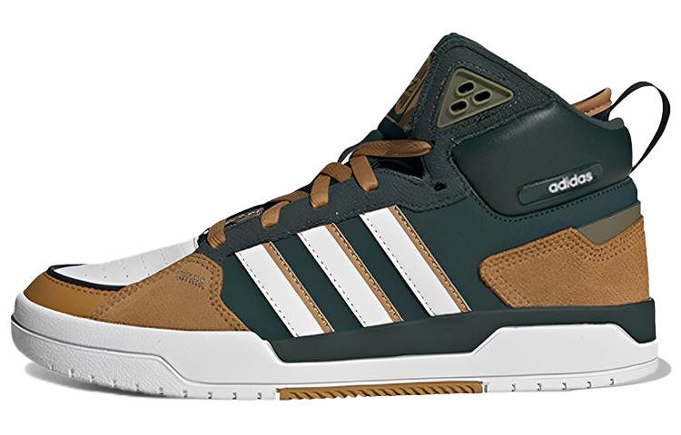 Adidas Neo 100DB Mid Leather Slip Resistant Abrasion Resistant Mid top Skateboard Shoes Unisex Gray Brown