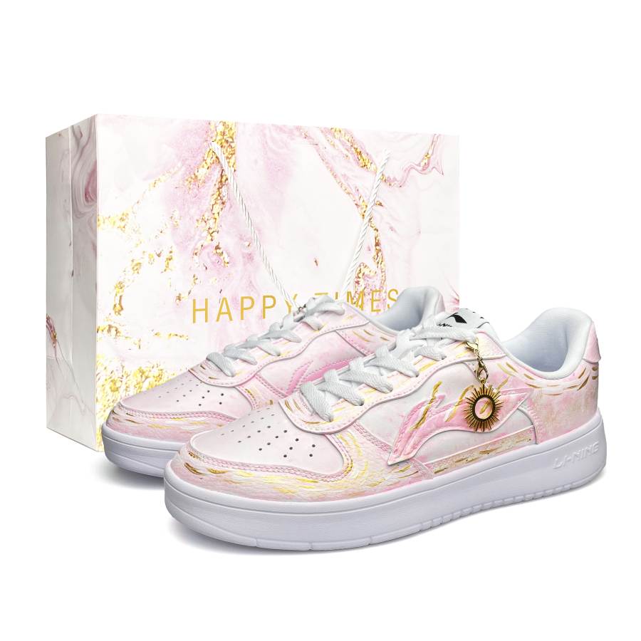 Li-Ning Li Ning Floating Boat Thermal Lightweight Breathable Slip Resistant Low top Skateboard Shoes Unisex White Pink