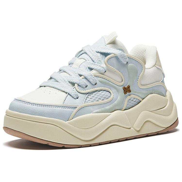Anta Freesia Textile, Synthetic Leather Slip Resistant Abrasion Resistant Low top Skateboard Shoes Women's Blue White