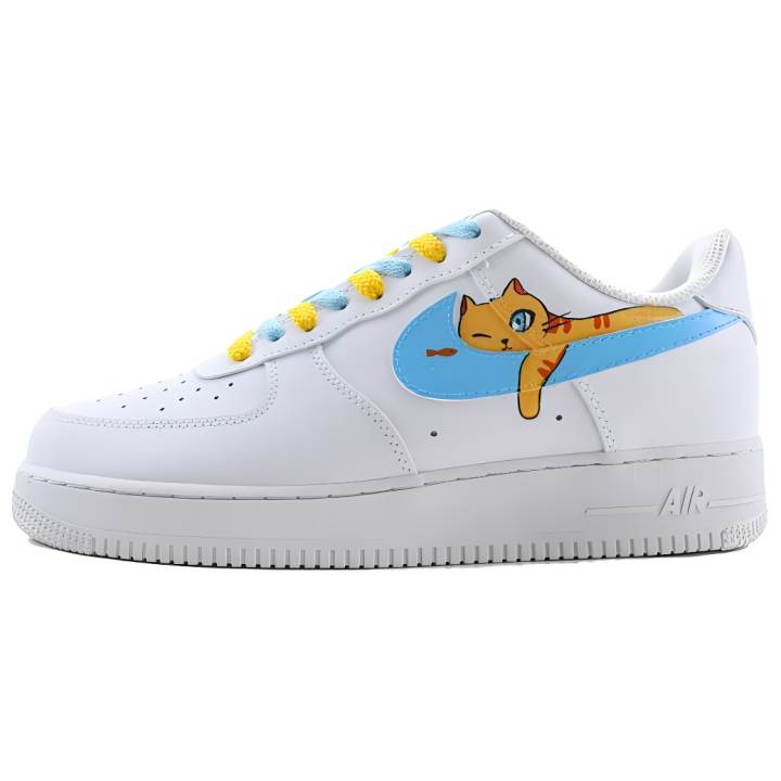 Nike Nike Air Force 1 Slip Resistant Slip Resistant Low top Skateboard Shoes Unisex White Blue
