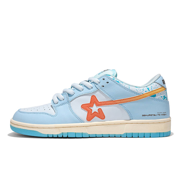 RIPSTAR Summer Refreshing Sea Salt Ice Melting Blue Star Height Increasing Low top Skateboard Shoes Unisex Blue Orange