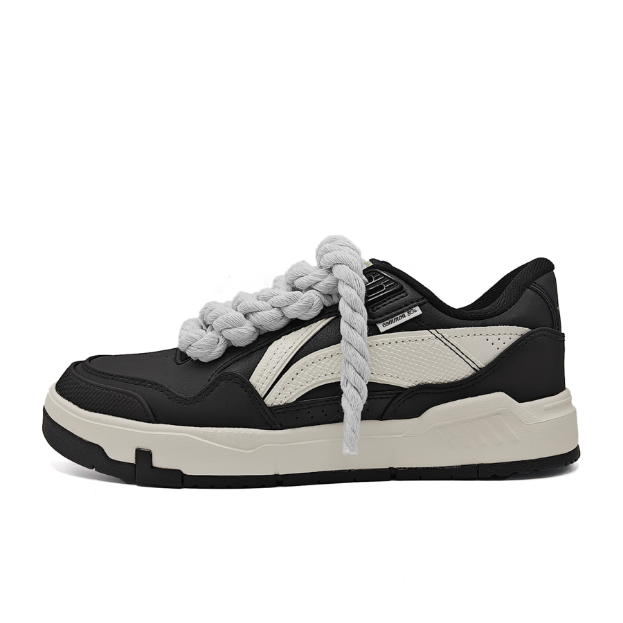 Li-Ning Li Ning Common 80s Slip Resistant, Lightweight, And Breathable Low top Skateboard Shoes Men's Black White