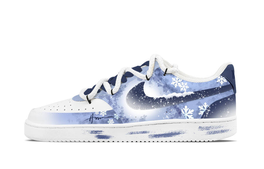 Nike Nike Court Vision 1 Blue And White Snow Melody Abrasion Resistant Abrasion Resistant Low top Skateboard Shoes Unisex