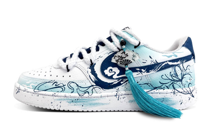 Nike Nike Court Vision 1 Abrasion Resistant Low top Skateboard Shoes Unisex Blue White