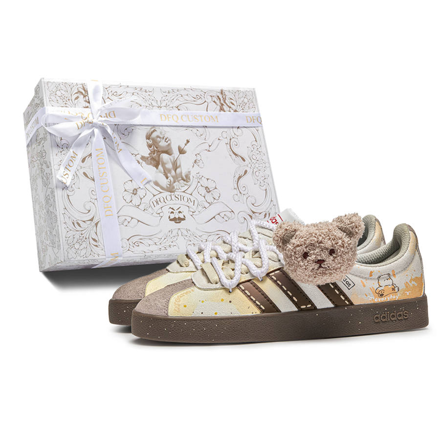 Adidas Neo VL Court Lifestyle Da Vinci Customized, Gift Box, Full Slip Resistant Abrasion Resistant