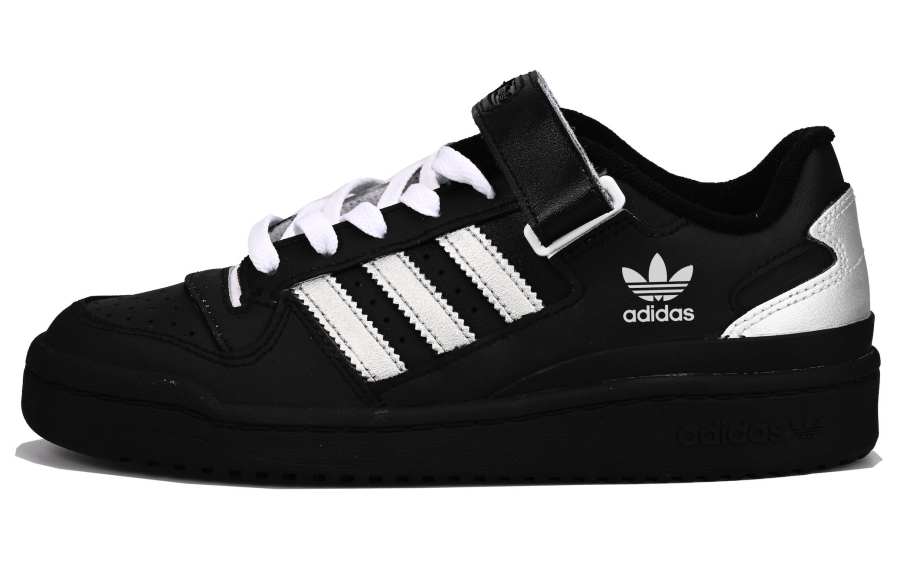 Adidas Originals FORUM Slip Resistant Abrasion Resistant Low top Skateboard Shoes Unisex Silver Black