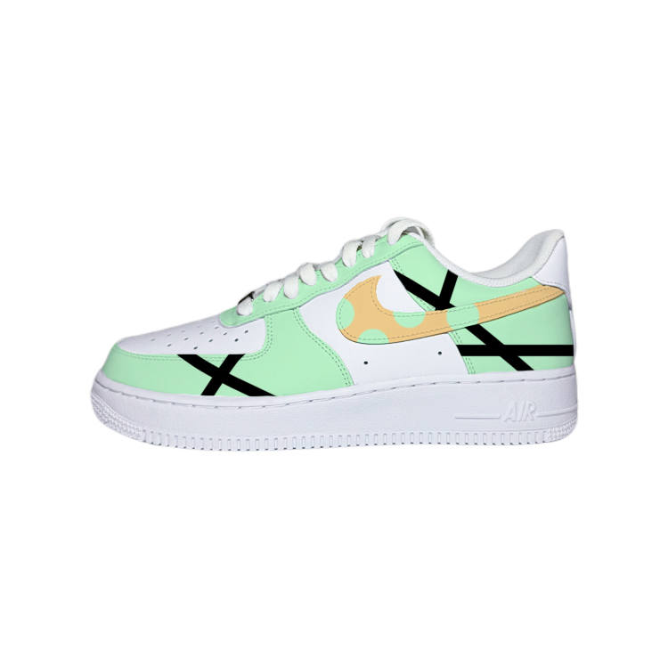 Nike Nike Air Force 1 Apple Bubble Abrasion Resistant Abrasion Resistant Low top Skateboard Shoes Women's White Green Yellow