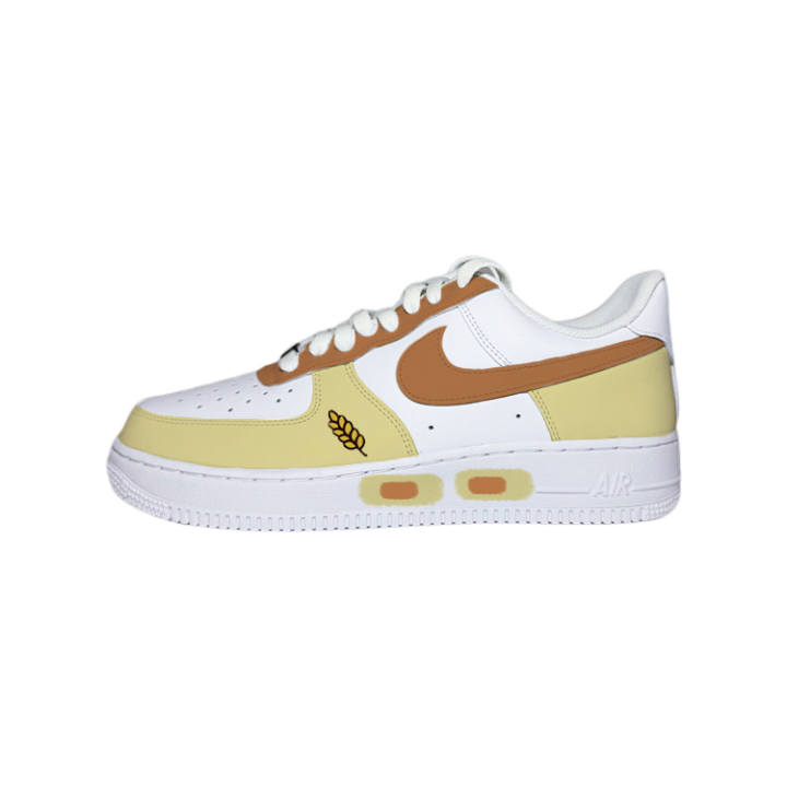 Nike Nike Air Force 1 07 Wheat Leather Low top Skateboard Shoes Men's White Yellow Brown