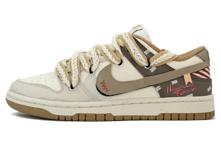 Nike Nike Dunk Leather Low top Skateboard Shoes Women's Beige Brown