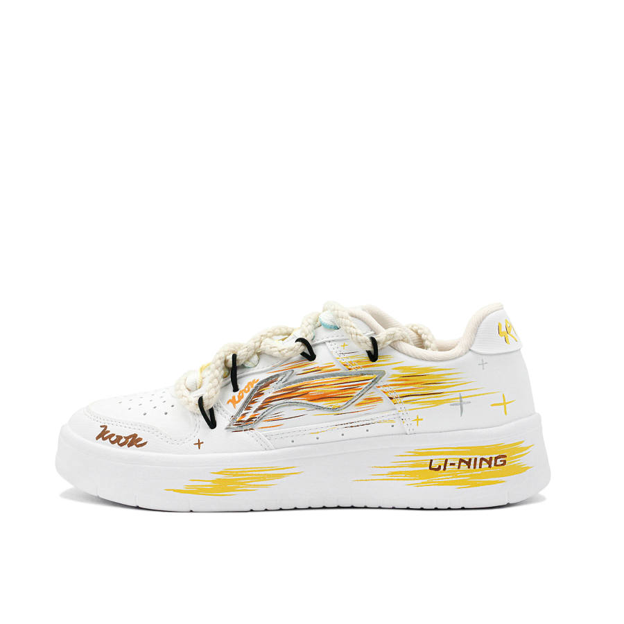 Li-Ning Li Ning Floating Boat Slip Resistant Abrasion Resistant Low top Skateboard Shoes Women's White Yellow