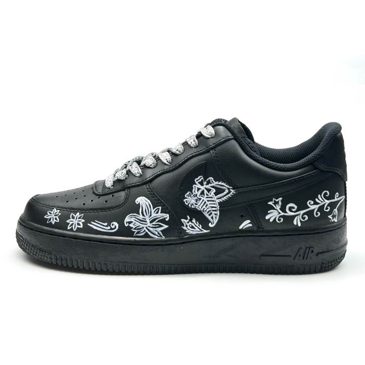 Nike Nike Air Force 1 Anti-Slip Wear-Resistant Low-Top Skateboard Shoes Unisex Black White