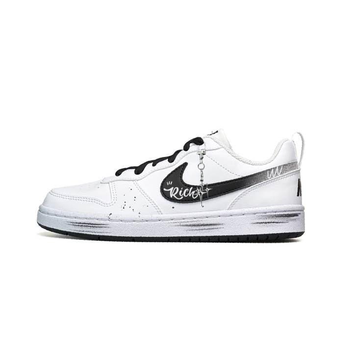 Nike Nike Court Borough Silver Starburst White Synthetic Leather Trendy And Cool Abrasion Resistant Abrasion Resistant