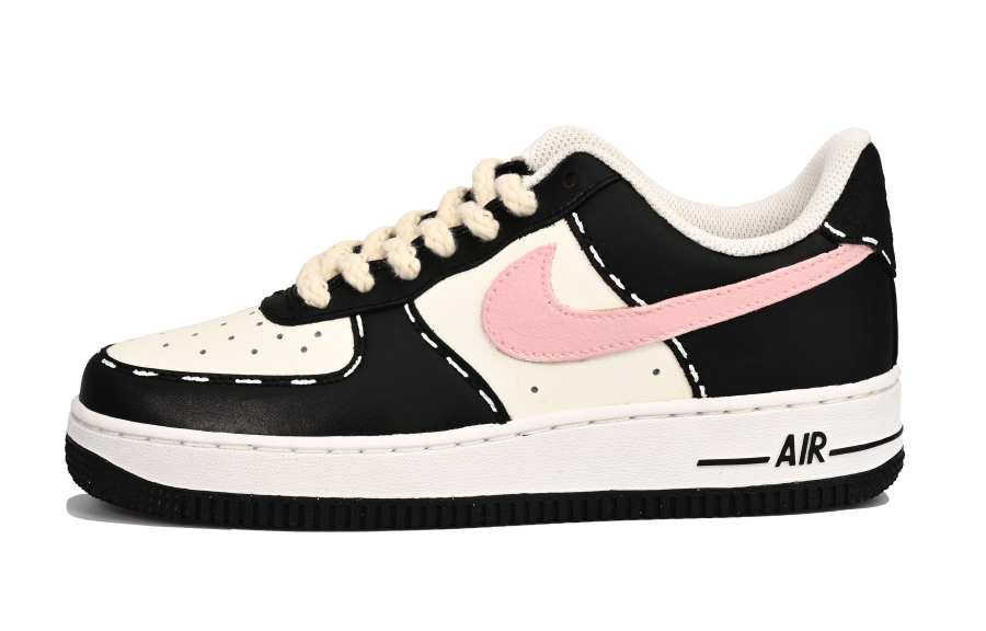 Nike Nike Air Force 1 Wandering Girlish SAML Slip Resistant Abrasion Resistant Low top Skateboard Shoes Unisex Black Pink