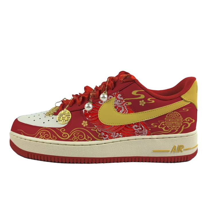 Nike Nike Air Force 1 Abrasion Resistant Low top Skateboard Shoes Unisex Red
