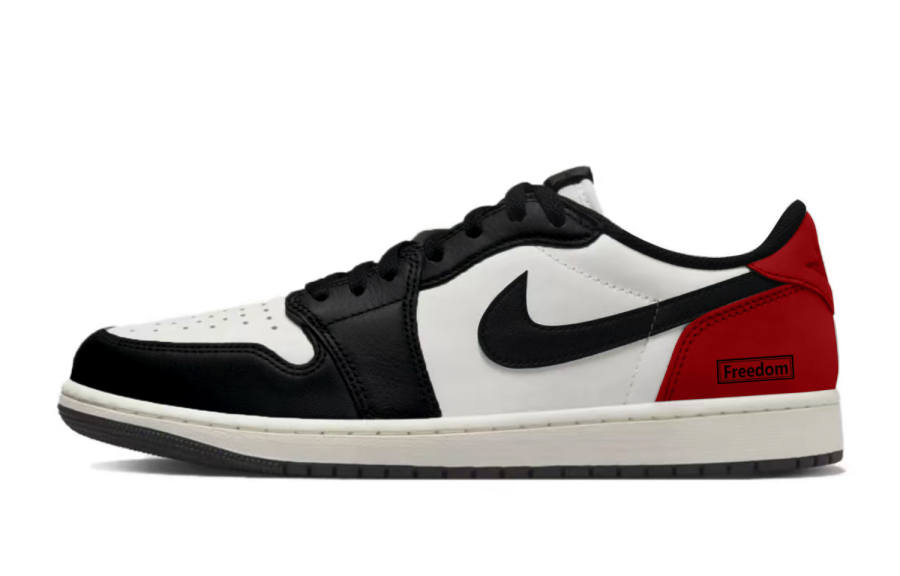 Jordan Jordan Air Jordan 1 Abrasion Resistant Low top Skateboard Shoes Unisex Black Red