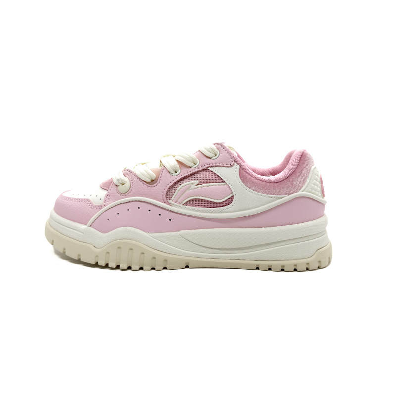 Li-Ning Li Ning 001 BTC 3 Slip Resistant Height Increasing Low top Skateboard Shoes Women's Pink White