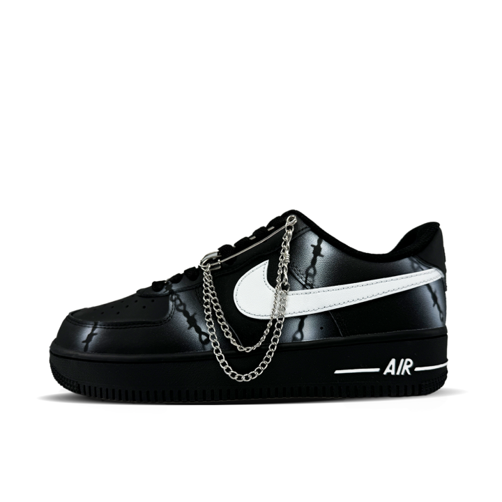 Nike Nike Air Force 1 Slip Resistant Abrasion Resistant Low top Skateboard Shoes Unisex Black