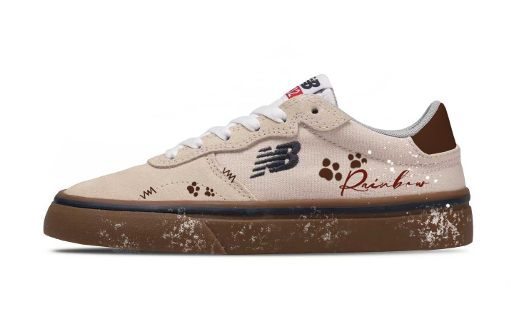 New Balance New Balance NB 232 Fun Cute Meowth Leather Thermal Coverage Low top Skateboard Shoes Unisex Beige Brown White