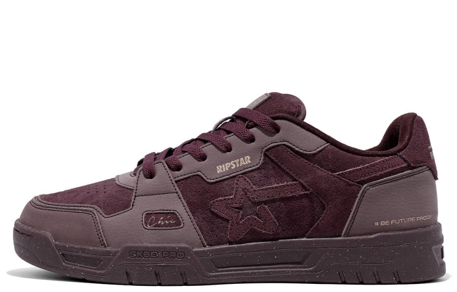 RIPSTAR SKBD Chic Mulled Wine Abrasion Resistant Abrasion Resistant Low top Skateboard Shoes Unisex Hot Red Wine