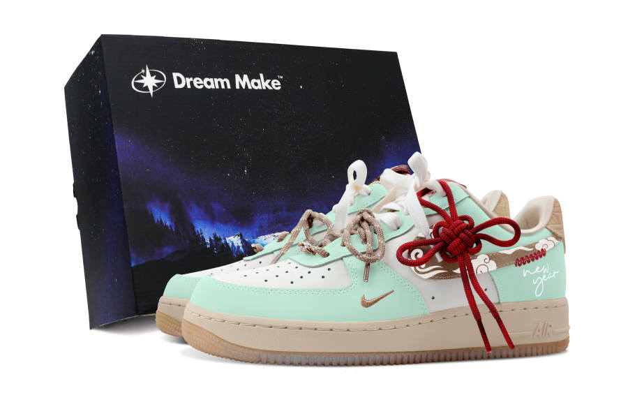 Nike Nike Air Force 1 Slip Resistant Abrasion Resistant Low top Skateboard Shoes Women's Green White