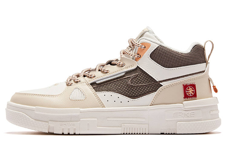 Erke Decision Courage Slip Resistant Abrasion Resistant Mid top Skateboard Shoes Women's Beige