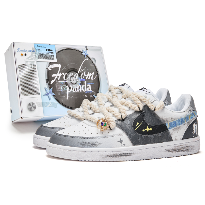 Nike Nike Court Vision 1 Slip Resistant Abrasion Resistant Low top Skateboard Shoes Men's Gray White Blue
