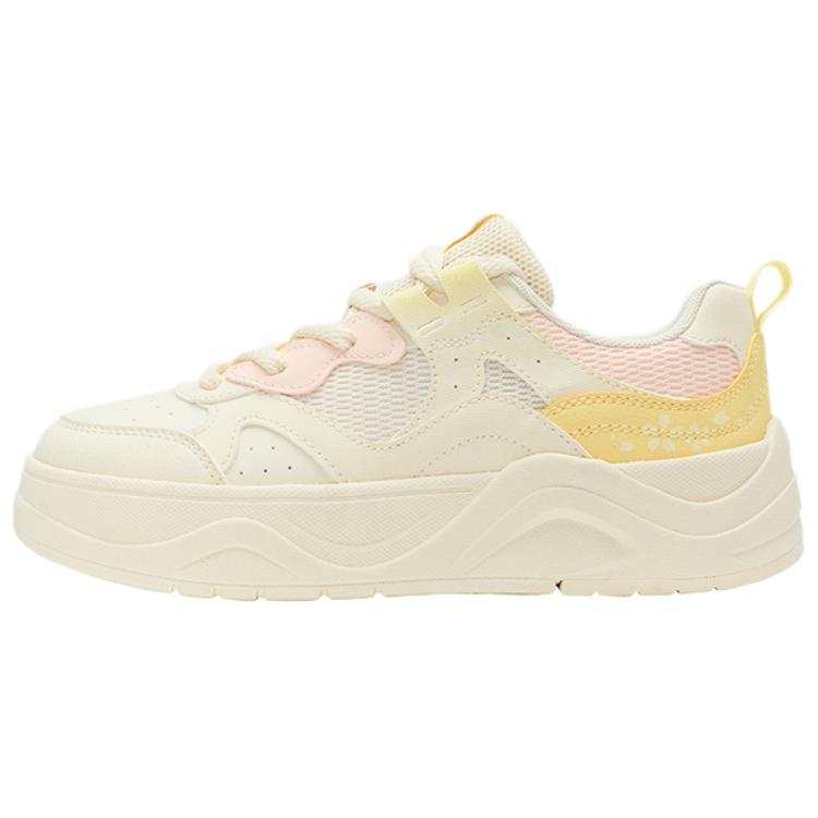 QIAODAN Quality Drying Slip Resistant Balance Lightweight Low top Skateboard Shoes Women's Vanilla Shimmer Yellow