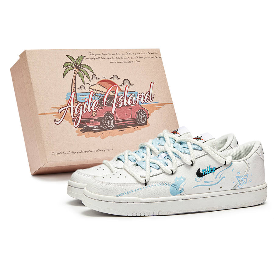 Nike Nike Court Vintage Lively Island, Box, Dreamy Bubble Waterproof Low top Skateboard Shoes Women's White Blue
