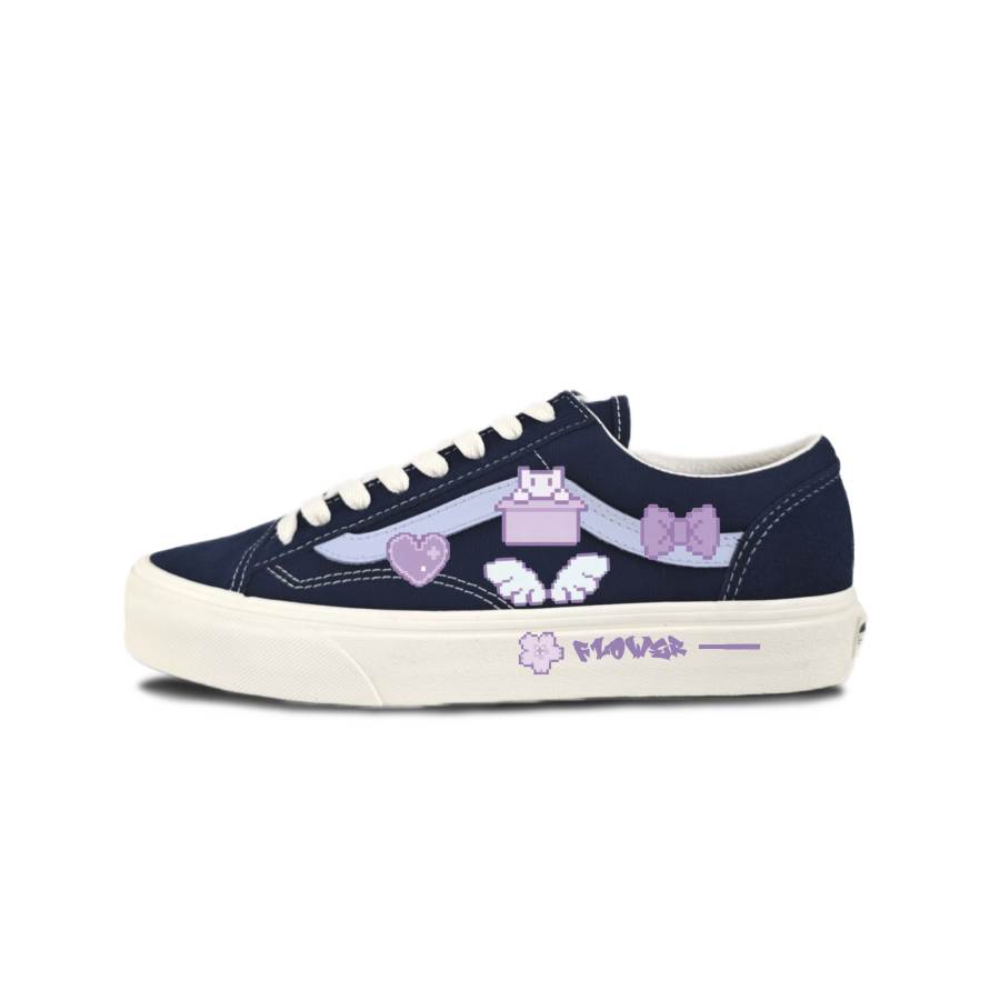 Vans Style 36 Suede Slip Resistant Abrasion Resistant Low top Skateboard Shoes Unisex Black Purple