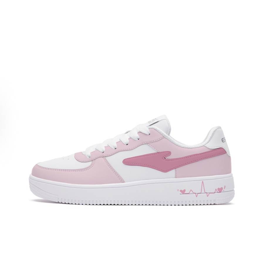 Erke Abrasion Resistant Breathable Slip Resistant Low top Skateboard Shoes Unisex White Pink