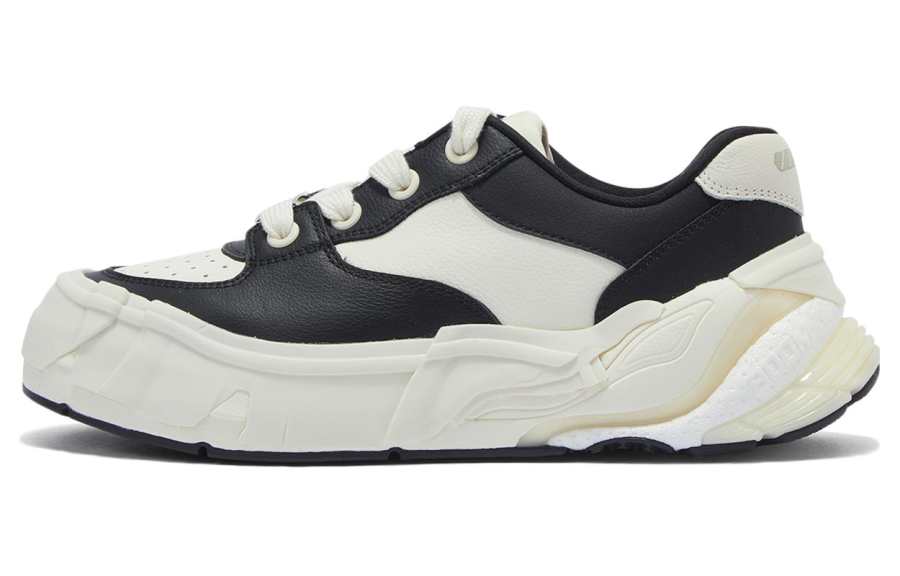 Li-Ning Li Ning Wuji BR Comfortable Slip Resistant Abrasion Resistant Low top Skateboard Shoes Women's Black White