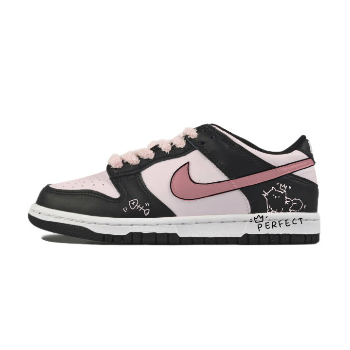 Nike Nike Dunk Abrasion Resistant Low top Skateboard Shoes Unisex Black Pink