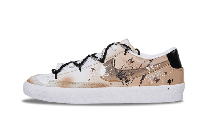 Nike Nike Blazer Ink Splatter Butterfly Slip Resistant Slip Resistant Low top Skateboard Shoes Men's Khaki