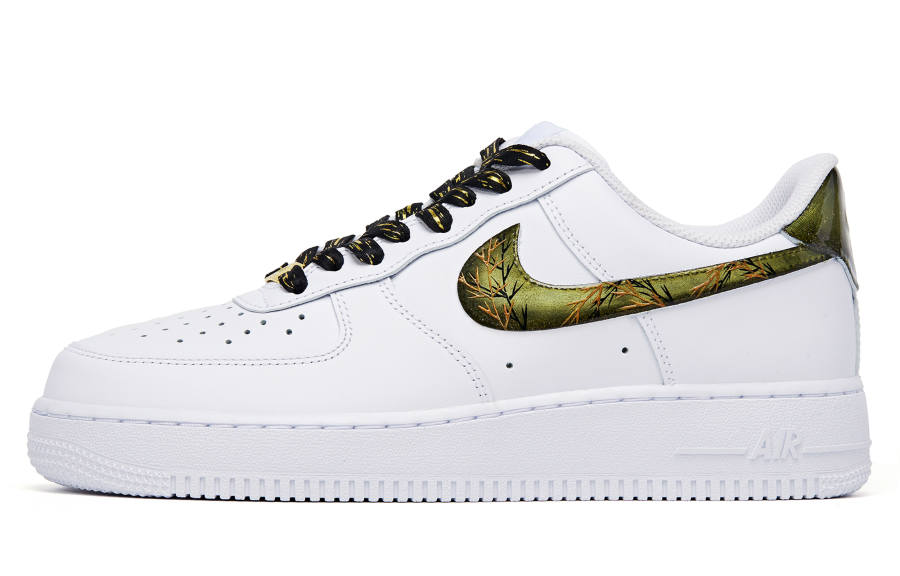 Nike Nike Air Force 1 Wear resistant And Lightweight Low top Skateboard Shoes Unisex Black Gold
