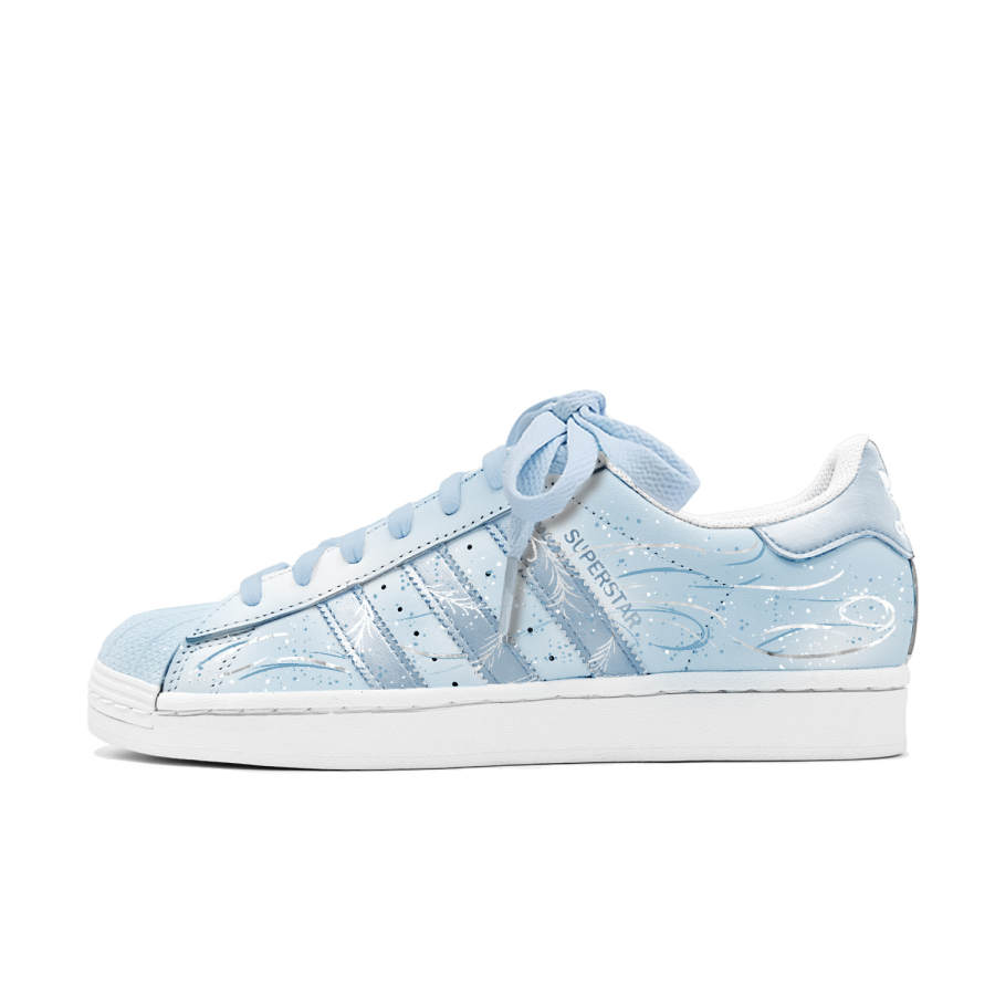 Adidas Originals SUPERSTAR Blue Feather Starlight Abrasion Resistant Low top Skateboard Shoes Unisex Blue