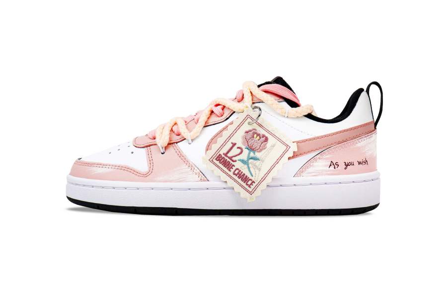 Nike Nike Court Borough Low Flower Language Non slip Lightweight Low top Skateboard Shoes GS Pink White