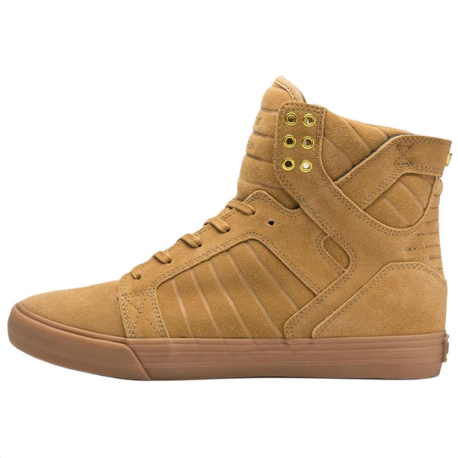 SUPRA Slip Resistant Abrasion Resistant High top Skateboard Shoes Unisex Brown
