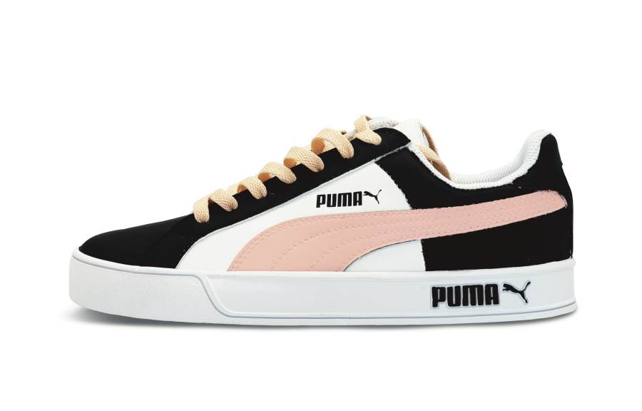 PUMA Smash Vulc Slip Resistant Abrasion Resistant Low top Skateboard Shoes Unisex Black Pink
