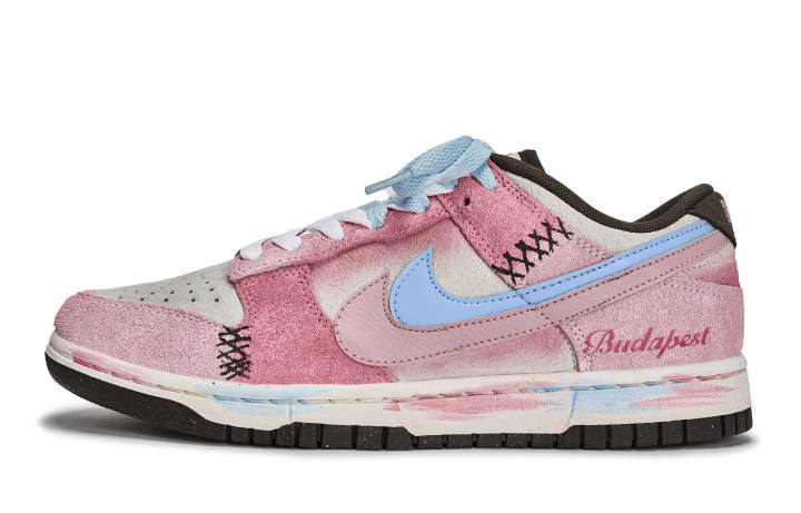 Nike Nike Dunk Low 'Double Swoosh' 811 Manufacturing, Budapest Low top Skateboard Shoes Women's Pink White Blue