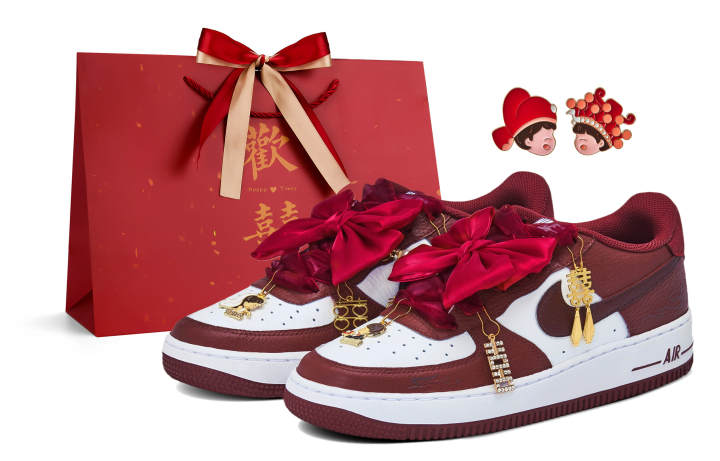 Nike Nike Air Force 1 Slip Resistant Abrasion Resistant Low top Skateboard Shoes Men's Burgundy