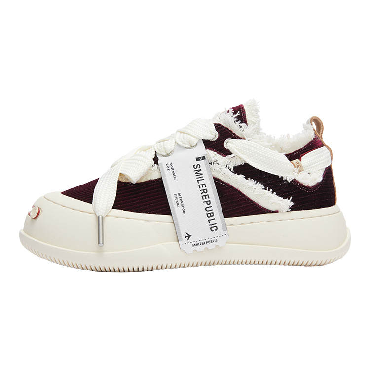SMILEREPUBLIC WINE RED CORDUROY Slip Resistant, Abrasion Resistant, Height Increasing Low top Canvas Shoes Unisex
