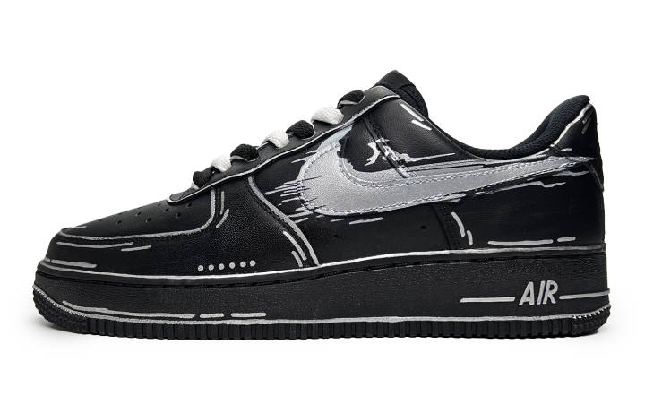 Nike Nike Air Force 1 Dimensional Sorcery Slip Resistant Abrasion Resistant Low top Skateboard Shoes Women's Black Silver