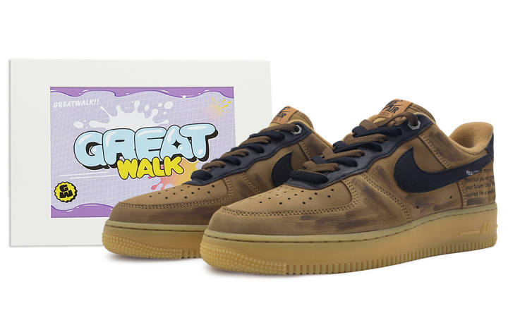 Nike Nike Air Force 1 Slip Resistant, Abrasion Resistant, Lightweight Low top Skateboard Shoes Unisex Brown Black