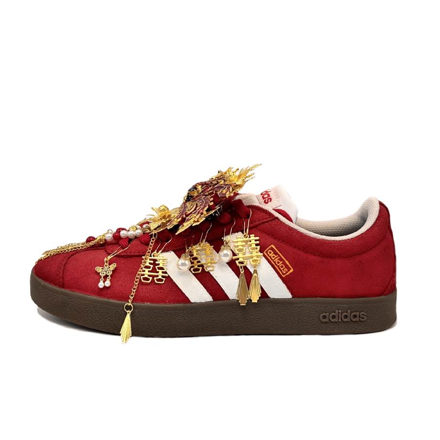 Adidas Adidas VL COURT 2.0 Abrasion Resistant Abrasion Resistant Low top Skateboard Shoes Unisex White Red