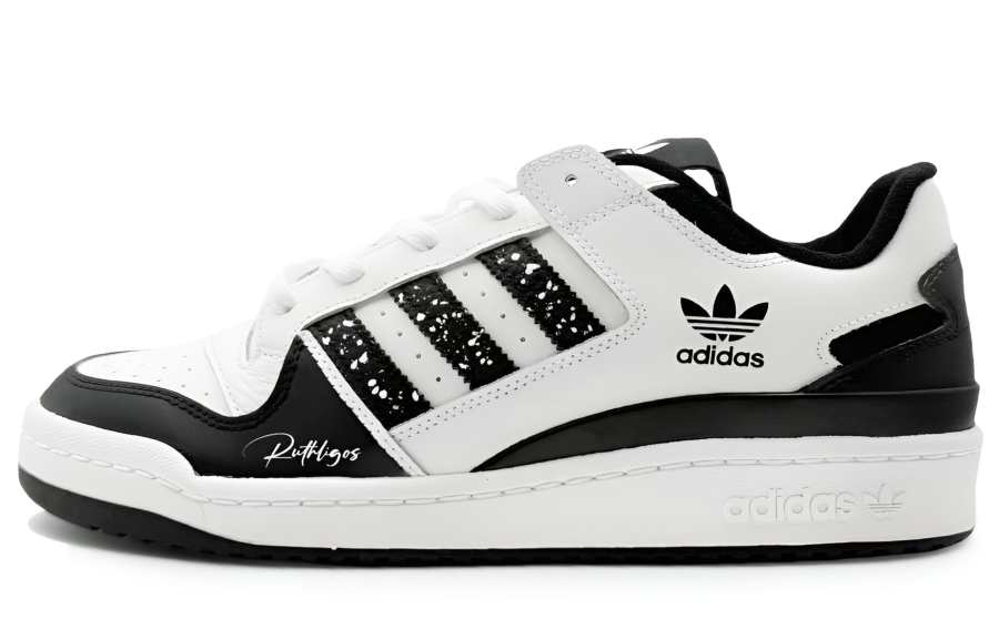 Adidas Originals FORUM Leather Abrasion Resistant Abrasion Resistant Low top Skateboard Shoes Unisex Black White