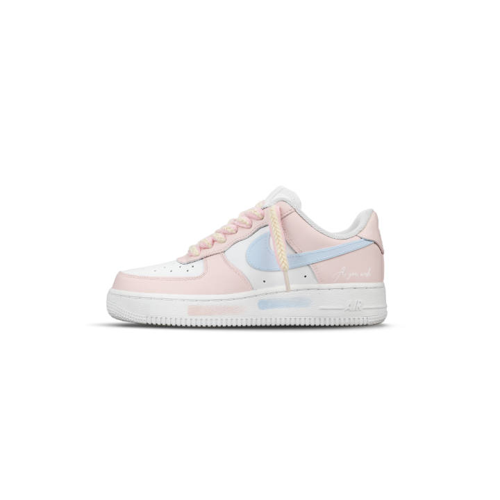 Nike Nike Air Force 1 Abrasion Resistant Low top Skateboard Shoes Women's Pink Blue