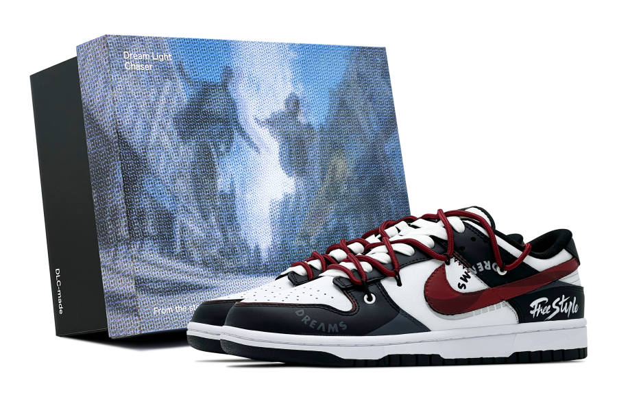 Nike Nike Dunk Abrasion Resistant Low top Skateboard Shoes Unisex Black White Red