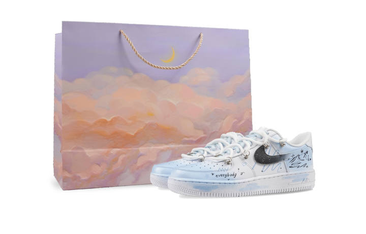 Nike Nike Air Force 1 Air Force 1 Slip Resistant Abrasion Resistant Low top Skateboard Shoes Unisex Blue White